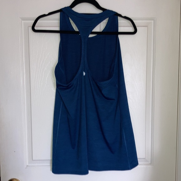 Athleta Womens Racerback ank Top Semi-sheer Detail Shirt Blue Medium - Picture 5 of 12